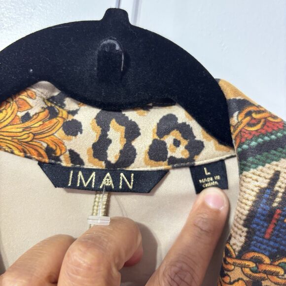 IMAN Global Chic Luxe Faux Suede Topper Cardigan Animal Print Large Soft - Picture 4 of 7